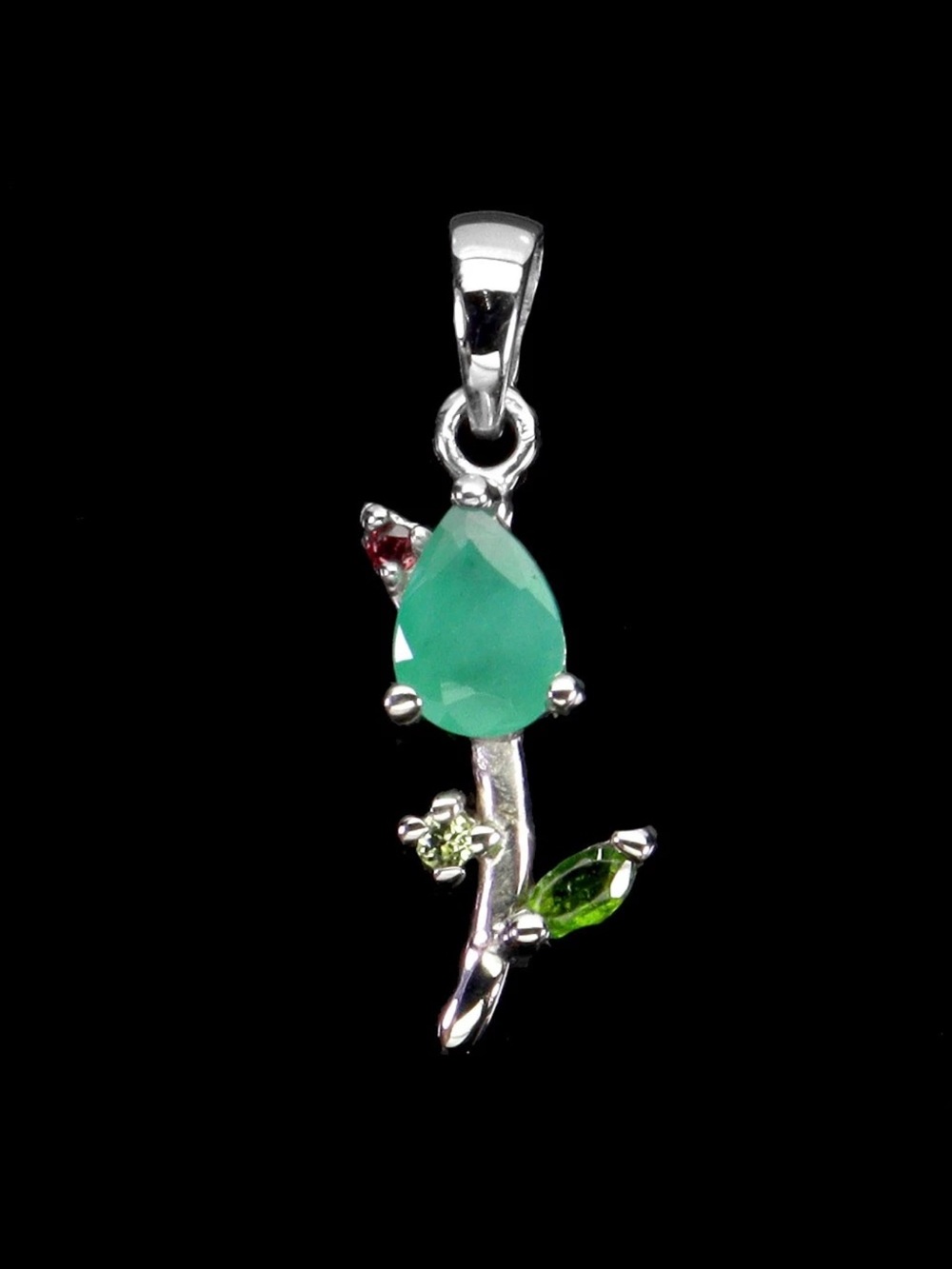 925 Emerald Paradise garnet,Chrome Diopside, Peridot,Rhodolite Garnet charm